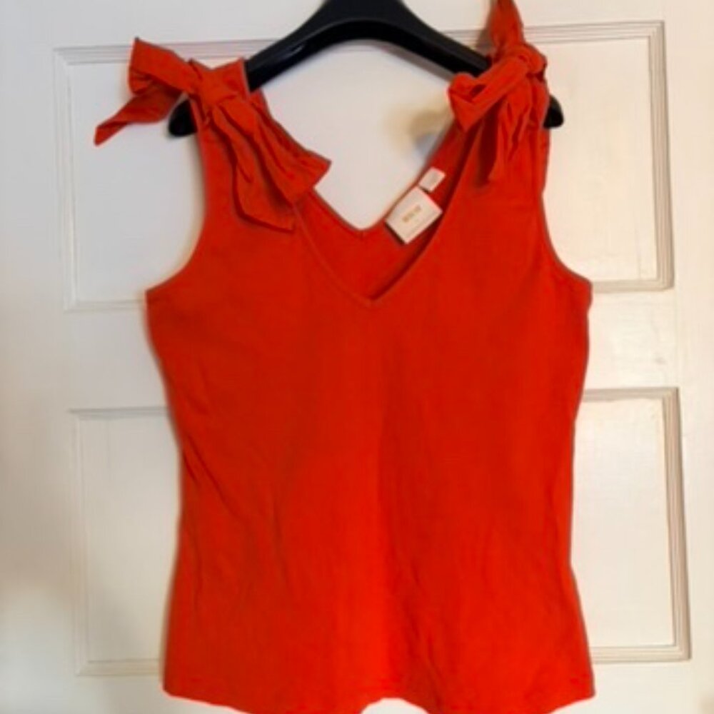 Anthropologie Maeve Red Bow Shoulder-Tie Top - Picture 2 of 8